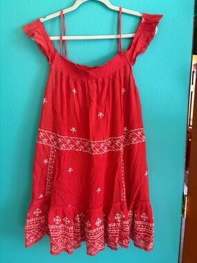 Free People embroidered boho flouncy cotton mini dress